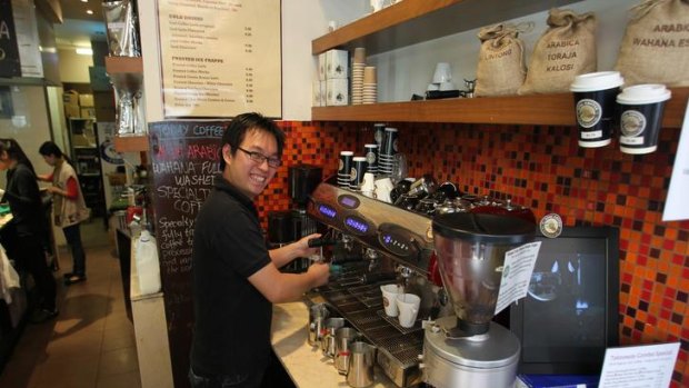 Fresh flavour ... Hendra Taruli sells pure Indonesian coffee by the cup or roasted at Opal Coffee.