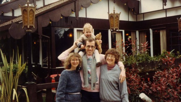 Smorgasbord: Gleitzman with his former wife, daughter and mother at the Cuckoo Restaurant in 1983.