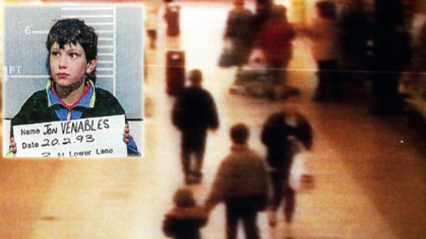 Flashback ... James Bulger is abducted and a 1993 police shot of John Venables.