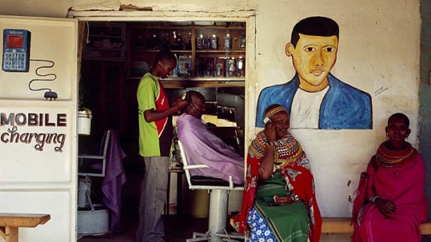 Cross country ... a roadside barber shop in Kenya.