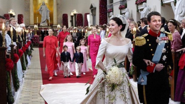 Crown Prince Frederik of Denmark and Crown Princess Mary on their wedding day in 2004.