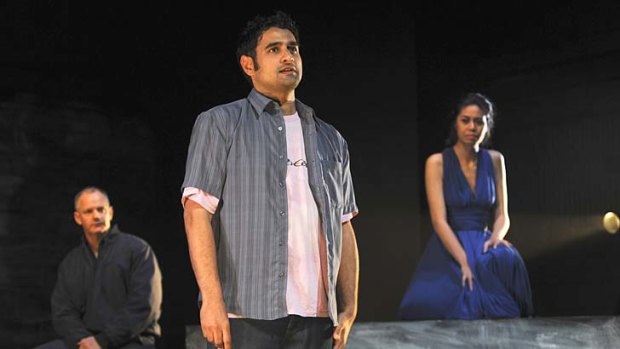 Verbatim: Gerard Carroll (left), Nicholas Brown and Sabryna Te'o in a play woven partly from interviews with survivors and rescuers.