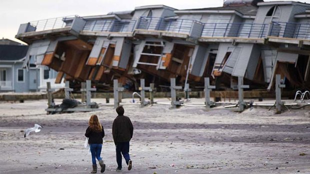 A beach club destroyed by Hurricane Sandy in October 31, 2012. QBE's US division received hefty claims after the superstorm.