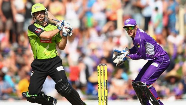 Ryan Carters of the Thunder bats during the Big Bash League match between the Hobart Hurricanes and Sydney Thunder. 