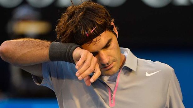 Not his night: Roger Federer during his semi-final defeat.