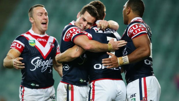 Happy days: the Roosters ran riot in the second half.