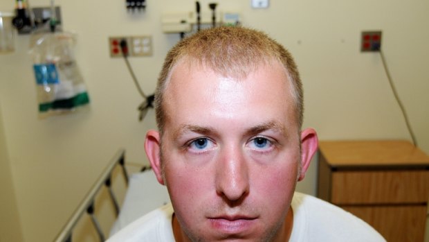 An undated photo shows police officer Darren Wilson shortly after he fatally shot black teenager Michael Brown.