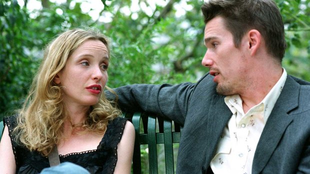Julie Delpy and Ethan Hawke in <i>Before Sunset</i>.