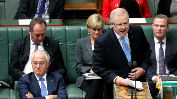 Prime Minister Malcolm Turnbull and Treasurer Scott Morrison during a feisty question time.