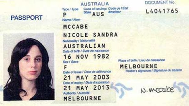 A photograph released by Dubai police allegedly shows the Australian passport of Nicole Sandra McCabe, one of 15 new suspects in the killing of top Hamas militant Mahmud al-Mabhuh.