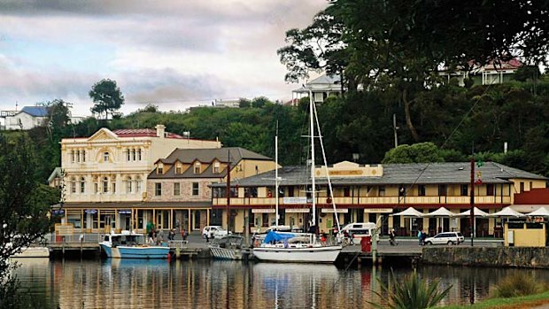 Strahan hugs the shores of Macquarie Harbour.