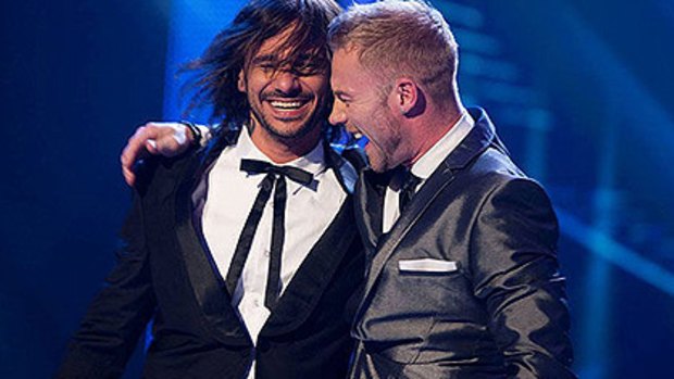 Altiyan is congratulated by mentor Ronan Keating on Monday.