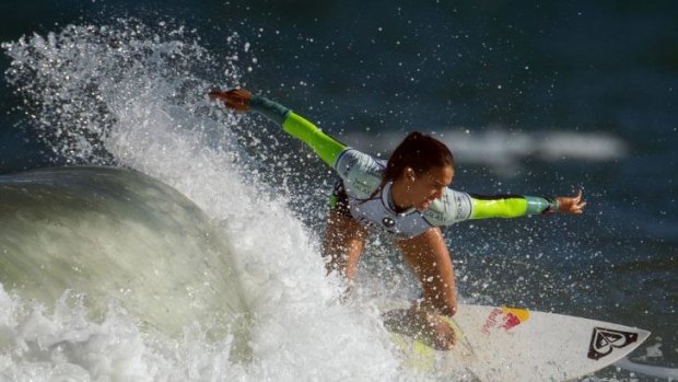 Sally Fitzgibbons in action during the Rio Women's Pro in Rio de Janeiro, in May, 2014.