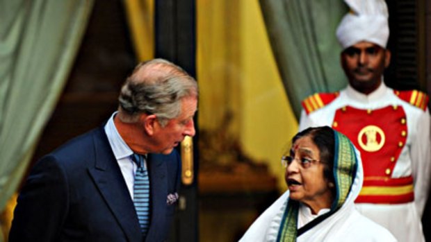 Games on ... Prince Charles and the Indian President, Prathiba Patil, met at the Presidential Palace in Delhi on Saturday.