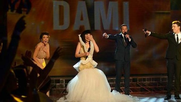 Happy tears: When Dami was declared X-Factor champion.