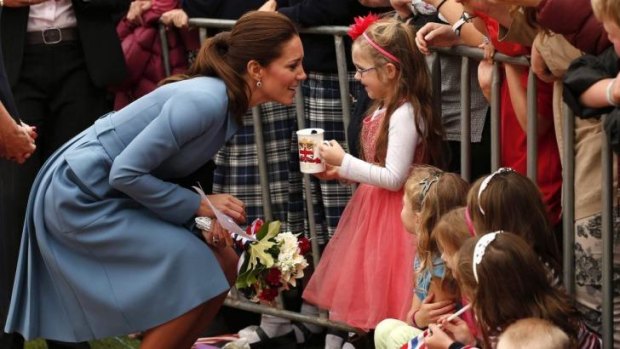 The Duchess of Cambridge greets crowds in Blenheim on Thursday.