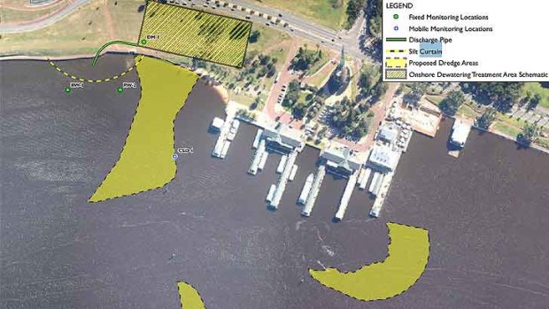 The state government's dredge management plan reveals a silt curtain to contain a contaminated plume will sit adjacent to dredging areas.