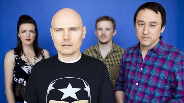 Rocking on ... Nicole Fiorentino, Billy Corgan, Mike Byrne and Jeff Schroeder have garnered a positive reaction with their new album, <em>Oceania</em>.