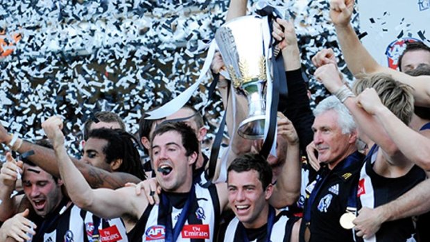 Collingwood celebrates its 2010 grand final victory.