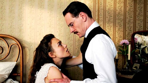 Doctor-patient relationship &#8230; Michael Fassbender (as Jung) and Keira Knightley (as Spielrein).