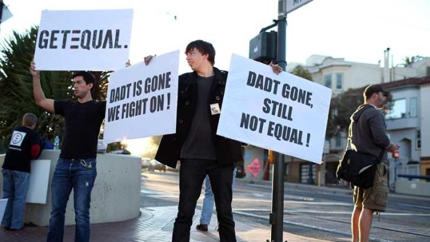 'Don't ask, don't tell' is gone, but protesters argue inequality goes on.