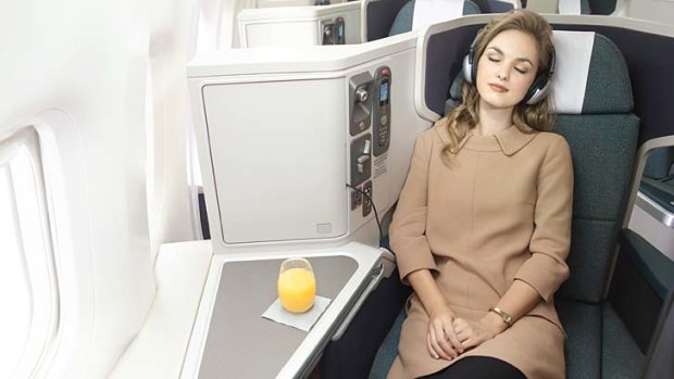An oasis of semi-privacy: Cathay Pacific business class.