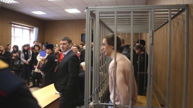 Guilty: Soloist Pavel Dmitrichenko faces his accusers in court.