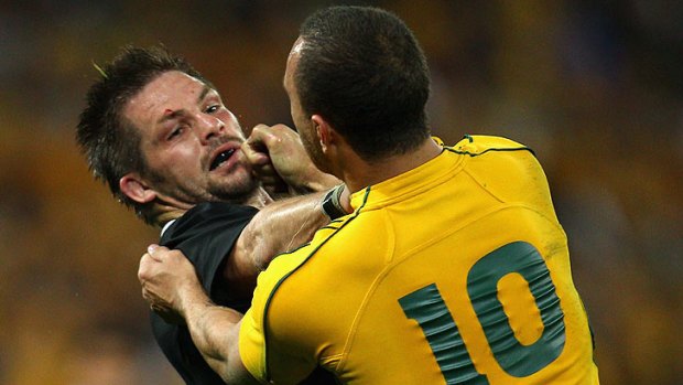 Richie McCaw and Quade Cooper have trouble hiding their true feelings for each other.