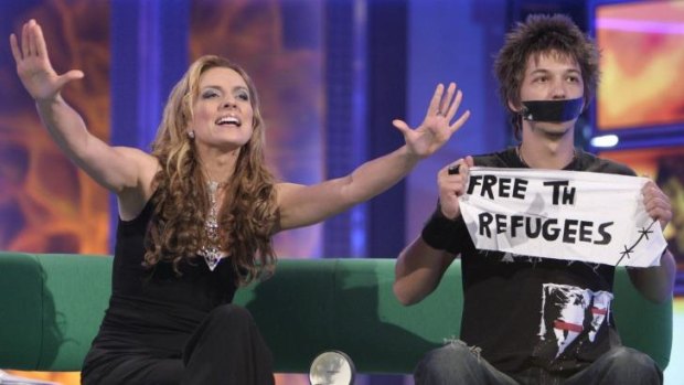 Big Brother contestant Merlin Luck staged a silent protest for asylum seeker rights following his eviction in 2004.