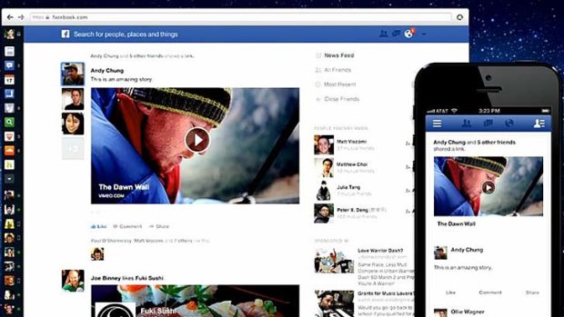 Redesign: The new Facebook newsfeed.