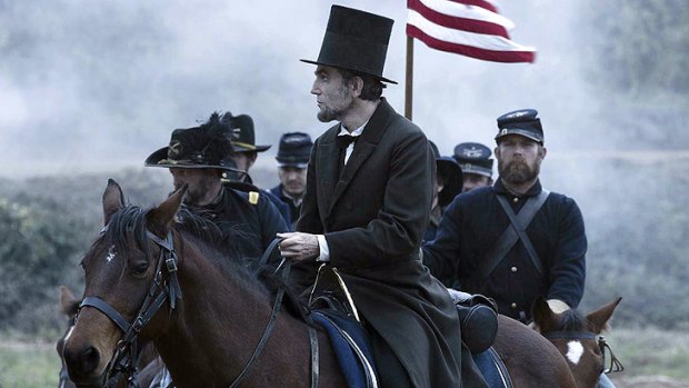 Daniel Day-Lewis (centre) as Abraham Lincoln in Steven Spielberg's <i>Lincoln</i>.