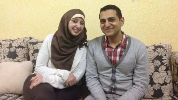 Sameeha Elwan, with her husband Ayman Qwaider.   “Since I was awarded the PhD scholarship, every day [was] a reminder that to be a Palestinian is to be entrapped in a circle of waiting," she wrote. 