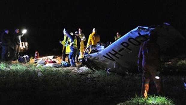 The crash scene at Wallup, north of Horsham.