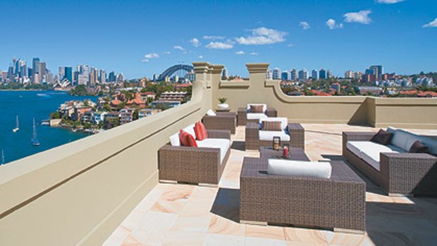 View ... the penthouse  on top of the Ritz at 50 Milson Road, Cremorne Point.