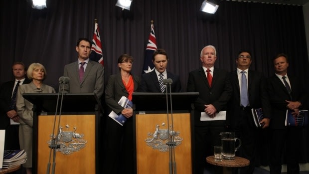 Then home affairs minister Jason Clare speaks at a joint media conference with sporting code representatives at Parliament House in 2013.