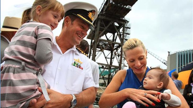 Most deserving ... the Schlegel family at the launch of the Defence Family Pin at Garden Island on Saturday.