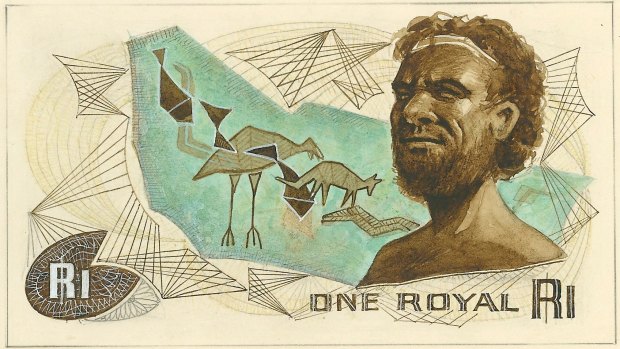 Another design for the one royal note had an indigenous theme.