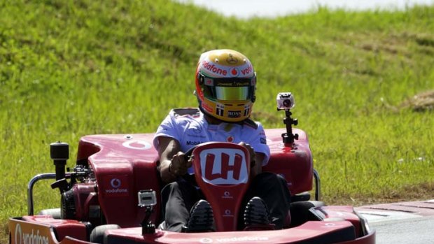 Memory lane &#8230; McLaren formula one driver Lewis Hamilton hit the go-kart track for a promotion at Eastern Creek yesterday.