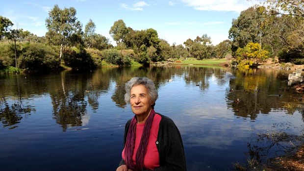 Sue Course at the duck pond at Darebin Parklands yesterday.