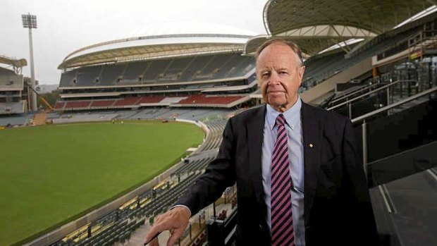 Fresh field: Ian McLachlan, Stadium Management Authority Chairman at the redeveloped Adelaide oval, which now has a drop-in pitch.