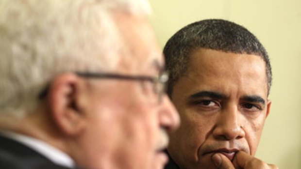 Mahmoud Abbas and Barack Obama on Wednesday.