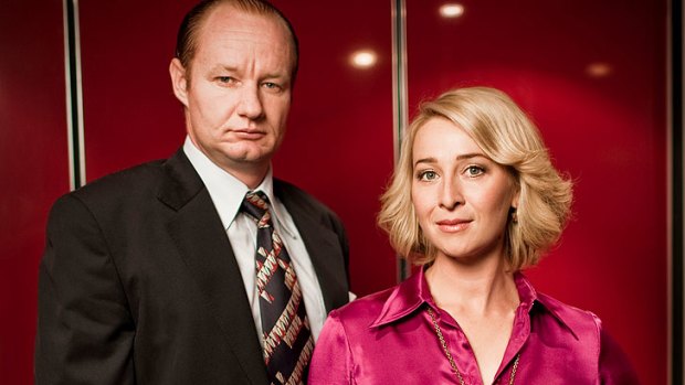 Paper Giants ... Rob Carlton as Kerry Packer and Asher Keddie as Ita Buttrose in the TV mini-series.