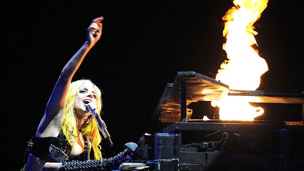 Lady Gaga performs her Monster Ball show at at Staples Center in LA on on August 11, 2010.