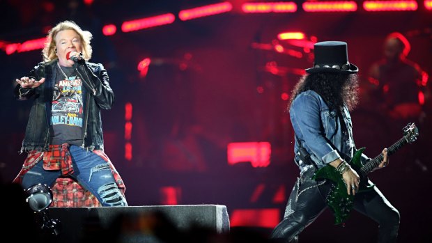 Axl Rose and Slash on stage in Melbourne.