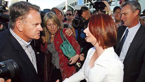 Remember me? ... Mark Latham confronts Julia Gillard.