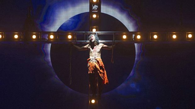 Biblical proportions: Ben Forster as Jesus in the crucifixion scene in <i>Jesus Chris Superstar</i>.