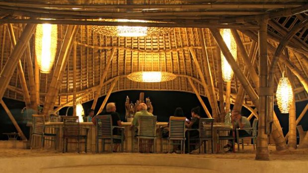 Open air beach restaurant.