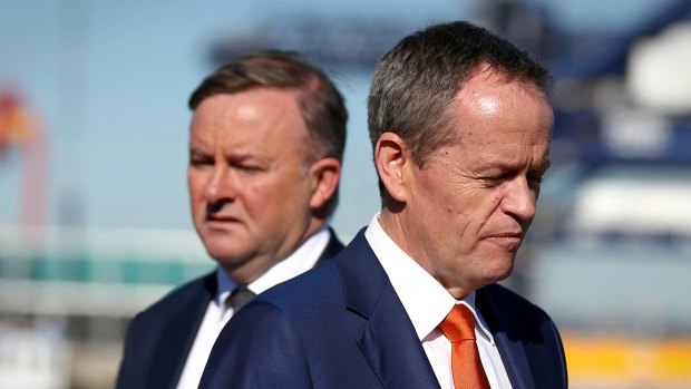 Opposition Leader Bill Shorten and Shadow Infrastructure and Transport Minister Anthony Albanese. Photo: Alex Ellinghausen