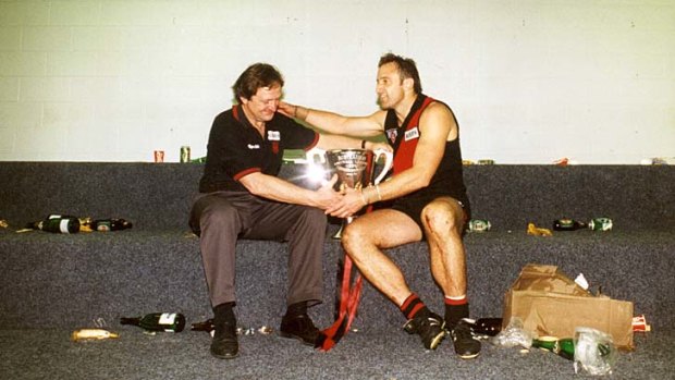 Kevin Sheedy and Tim Watson with the 1993 Premiership Cup.