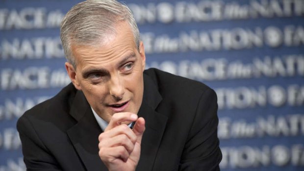 Not convinced: White House Chief-of-Staff Denis McDonough defends President Obama's Syria strike policy on CBS's Face the Nation in Washington.